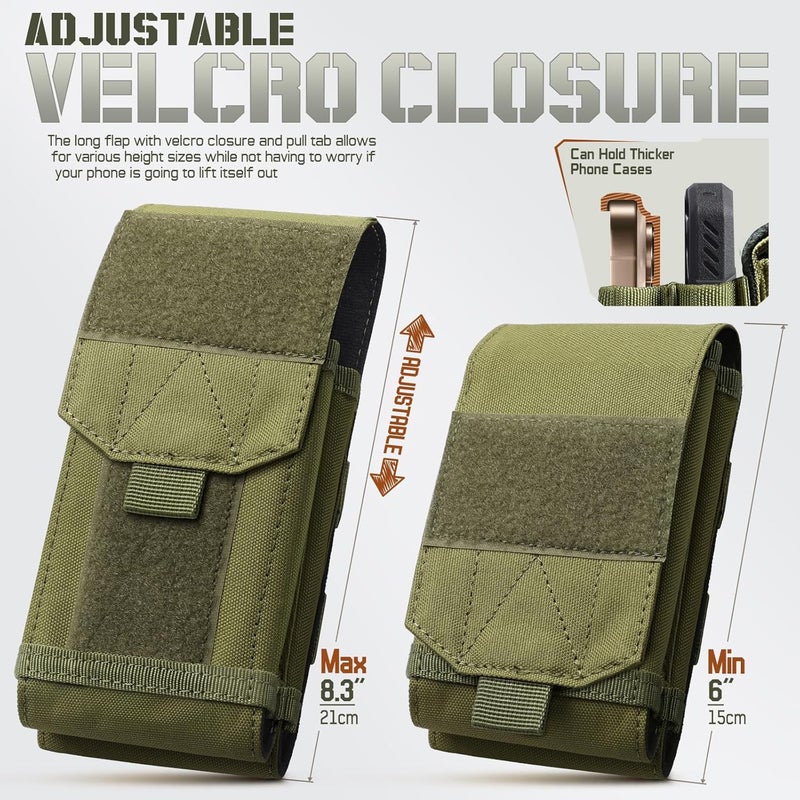 RXW Molle Phone Pouch Tactical Phone Holster Universal Dual Cell Phone Holder Utility EDC Pouch with US Flag Patch - Image 3